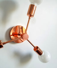 copper ceiling light wall sconce midcentury industrial inspired rose gold mirror finish art deco lighting
