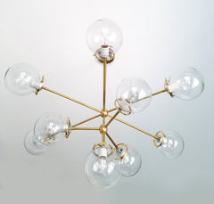 glass orbs modern chandelier brass lighting