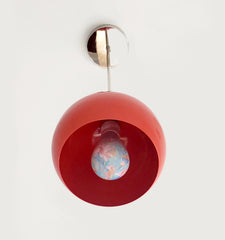 Chrome and Orange Red Large Globe Pendant by Sazerac Stitches - midcentury modern design for kitchen renovations, bathroom remodels and more