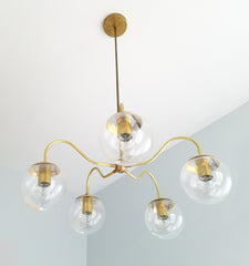 brass and glass dining room chandelier