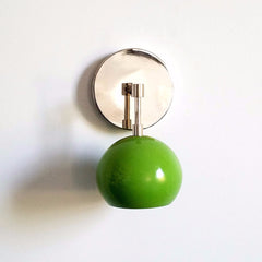 chrome and bright green modern wall sconce