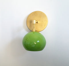 green and brass simple modern wall sconce