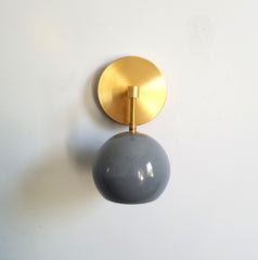 brass and light grey modern wall sconce mid century design minimalism california style colorful wall sconce
