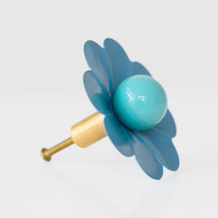 light blue and pastel teal floral drawer pull