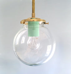brass and mint aqua pendant lighting