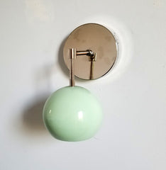 chrome and mint green single light wall sconce color lighting modern design vanity bathroom light fixture bedside sconce
