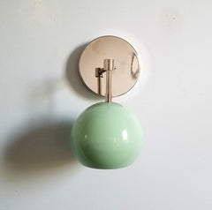 chrome and mint green single light wall sconce color lighting modern design vanity bathroom light fixture bedside sconce