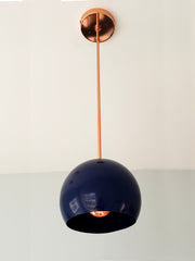 Copper and Navy midcentury modern inspired kitchen pendant globe shape