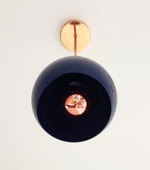 Copper and Navy midcentury modern inspired kitchen pendant globe shape