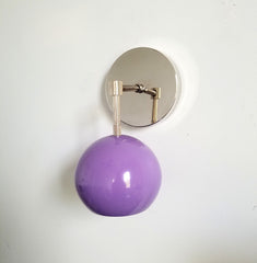orchid purple lilac and chrome mid century wall sconce childrens bedroom decor vanity lighting mid century inspired