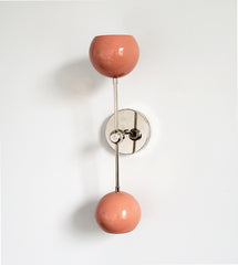 peach and chrome midcentury modern inspired accent lighting wall sconce globe shades