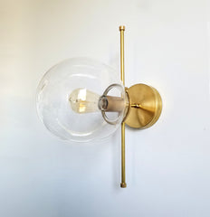 Linear sconce brass modern glass  globe contemporary sconce clear shade