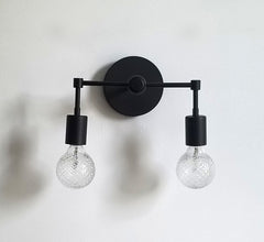 Small black modern two light sconce minimalistic scandinavian design