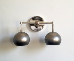 Chrome and steel mixed metal wall fixture two lights