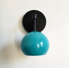 matte black and turquoise mid century inspired lighting accent lamp wall sconce bathroom vanity fixture