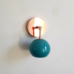 bohemian jungalow style copper and turquoise mid century inspired lighting accent lamp wall sconce bathroom vanity fixture