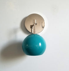 chrome and turquoise mid century inspired lighting accent lamp wall sconce bathroom vanity fixture