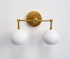 Double Loa Sconce with White Shades