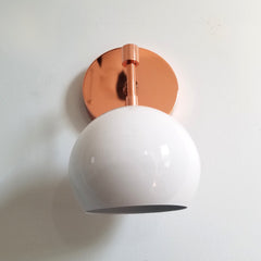 Copper and white modern wall sconce bathroom lighting bedside light task lamp globe shade eyeball shaped