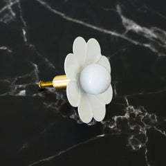 all white floral drawer pull 